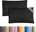 Standard Size Pillow Cases 2 Pack 50x75cm - Extra Soft Pillowcases, Cooling and Breathable Double Brushed Microfiber, Durable Wrinkle Free, Machine Washable, Hotel Quality Pillow Covers - Black