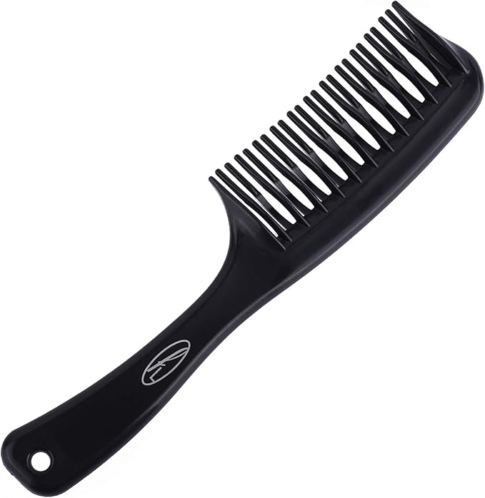 Fine Lines - Detangling Comb with Unique Intertwined Teeth - Hair Detangling and Shower Comb Great for Afro, Wet or Curly Hair, Thick Plastic Black antistatic comb