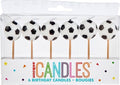 Black & White Soccer Ball Birthday Candles (7cm) Pack of 6 - Cake Topper Picks, Festive Party Decorations