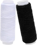 2PCS 30m Shirring Elastic for Sewing, 0.5mm Shirring High Elasticity Thread for Shirring, Black and White Elastic Durable Stretch Thread For Sewing Crafts Dress Jewelly Making