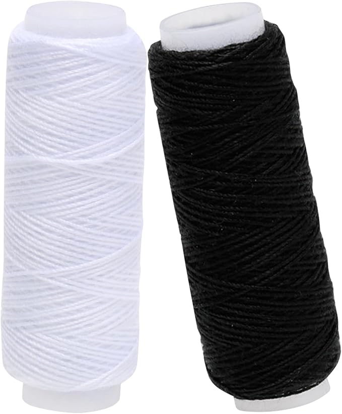 2PCS 30m Shirring Elastic for Sewing, 0.5mm Shirring High Elasticity Thread for Shirring, Black and White Elastic Durable Stretch Thread For Sewing Crafts Dress Jewelly Making