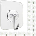 24 Pack Heavy Duty Self Adhesive Hooks - 33lb Max, Transparent, Waterproof, Sticky Wall Hooks for Keys, Bathroom, Shower, Outdoor, Kitchen, Door, Home Improvement, Utility