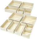 12 Pack Drawer Organisers Foldable Box - Fabric Drawer Dividers Wardrobe Storage Organiser Draw Cubes for Bras, Socks, Underwear, Ties, Chest, Bedroom, Beige