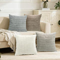 Neutral Corduroy Cushion Covers 45 x 45 cm Set of 4 Boho Decorative Square Throw Pillow Covers 18x18 Inch for Home Bohemian Decor Living Room Bedroom Sofa Couch