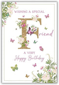 Nigel Quiney Special Friend' Female Birthday Card for Women/Girls - Butterflies & Flowers with Foil Details - Eco-Friendly & Recyclable