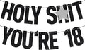 18th Birthday Decorations for Him Her, Black Glitter 18 Banner, Time to Adult/Happy 18th Birthdays/Cheers to 18 Years, Funny 18ths Birthday Party Decorations Supplies Boys Girls