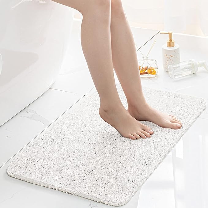 Loofah Shower Mat, Bath Mat Non Slip, Anti Mould Shower Mats for Inside Shower, 60 x 40 cm Shower Mats with Drain, Washable Bath Mats for Bathroom Floor, Bathtub Mat for Elderly, Quick Dry (White)