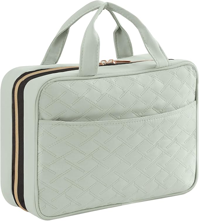 Lifewit Travel Toiletry Bag, Large Hanging Makeup Bag Organizer for Women, Transparent Travel Cosmetic Bag with Hanging Hook for Full Size Bottles, Vacation Essentials, Medium, Mint Green