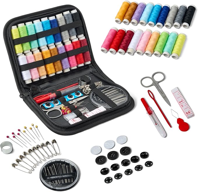 Amazon Basics Portable Travel Sewing Kits, Large, Black
