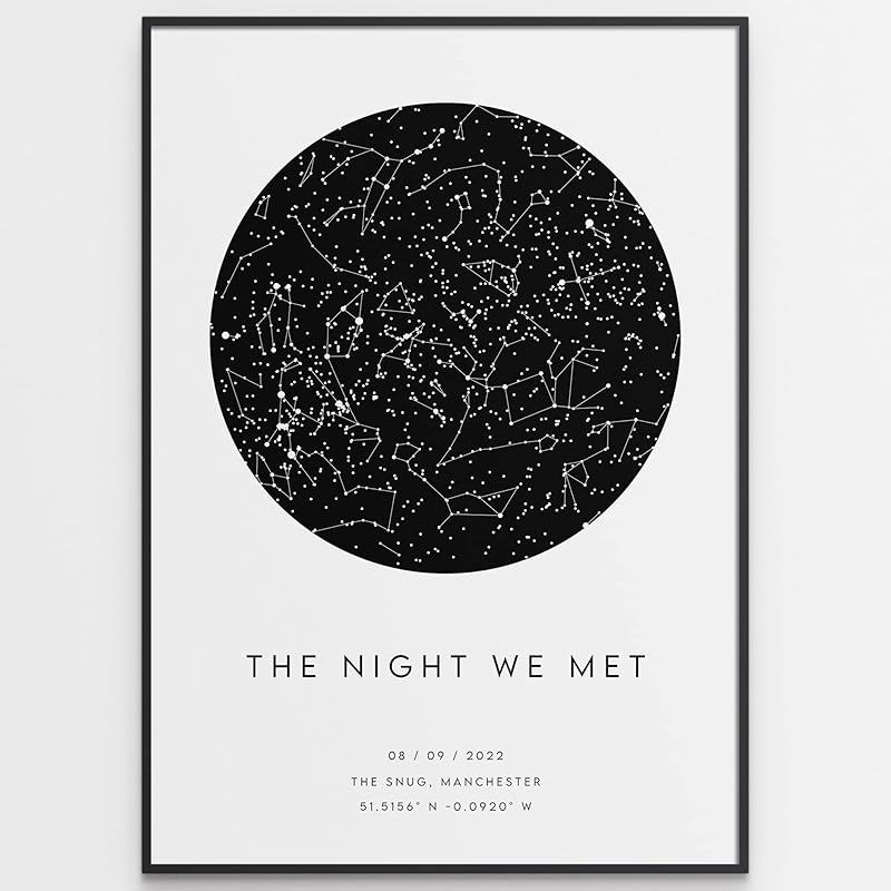 Custom Star Map Print - Night We Met - Anniversary Gift Romantic - Night Sky Constellation Print Personalised - The Perfect Valentines Gift