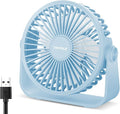 TriPole USB Desk Fan, 3 Speed Adjustable Strong Wind Table Fan, 360° Head Rotation 1.5 m Cable Personal Desktop Fan, 4.5 Inches Portable Mini Fans for Table Home Bedroom Office Indoor Outdoor, Blue