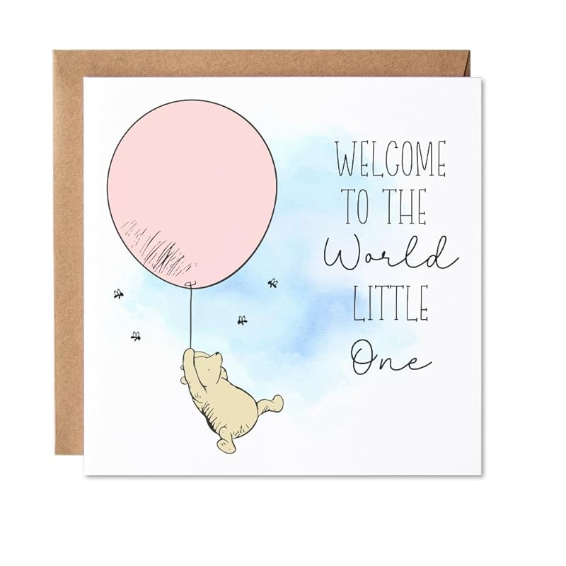 Maise & Rose New Baby Card | Baby Girl Welcome To The World Card | Winnie The Pooh New Arrival Card | Congratulations On Your New Baby | P7