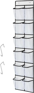 CORTNEY Over the Door Hanging Shoe Storage Holder Organizer, 12 Large Mesh Pockets, 2 Hooks for Shoe & Gadget Storage
