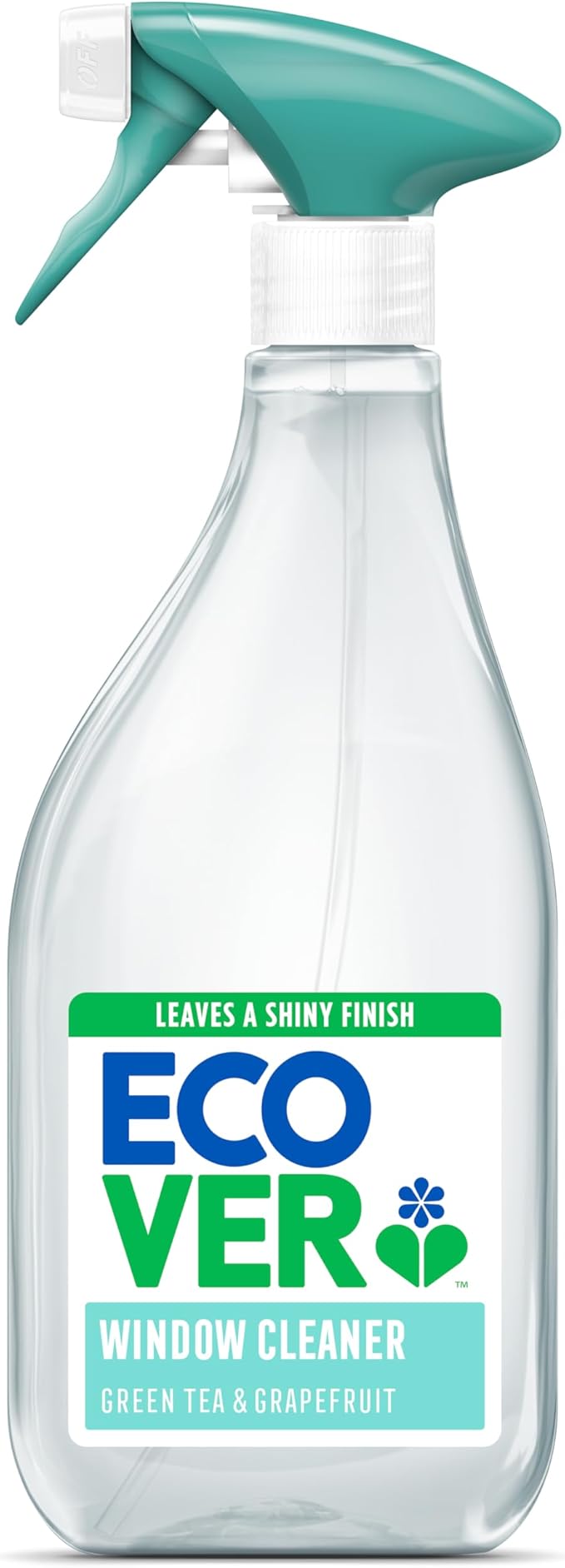 Ecover Glass Cleaner Spray, Window And Stainless Steel Glass Spray, Fresh Green Tea & Grapefruit Scent, Pack of 1, 1 x 500ml