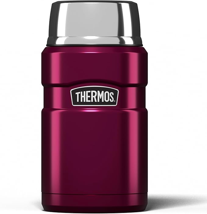 Thermos Stainless King Food Flask, 710ml Capacity - Sleek Multi- Purpose Flask for Daily Food Prep - Durable Stainless Steel with Raspberry Finish - Ideal for On-The-Go Meals & Drinks