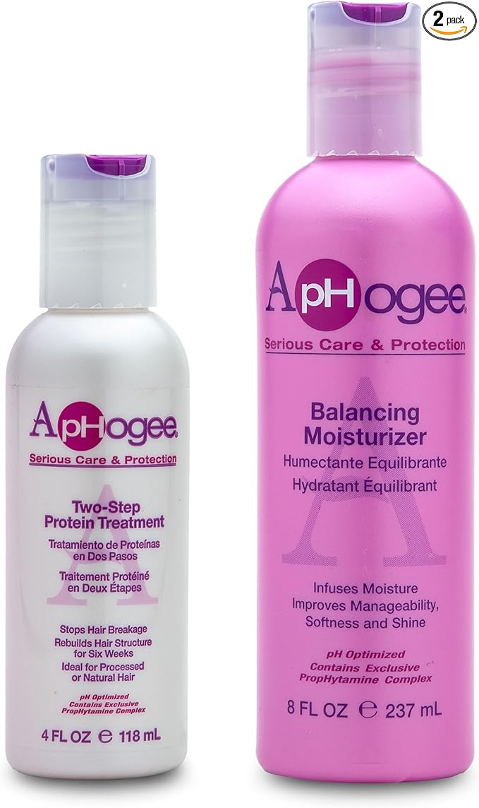 Aphogee Serious Hair Care Double Bundle (Balancing Moisturizer and Twostep Protein Treatment).