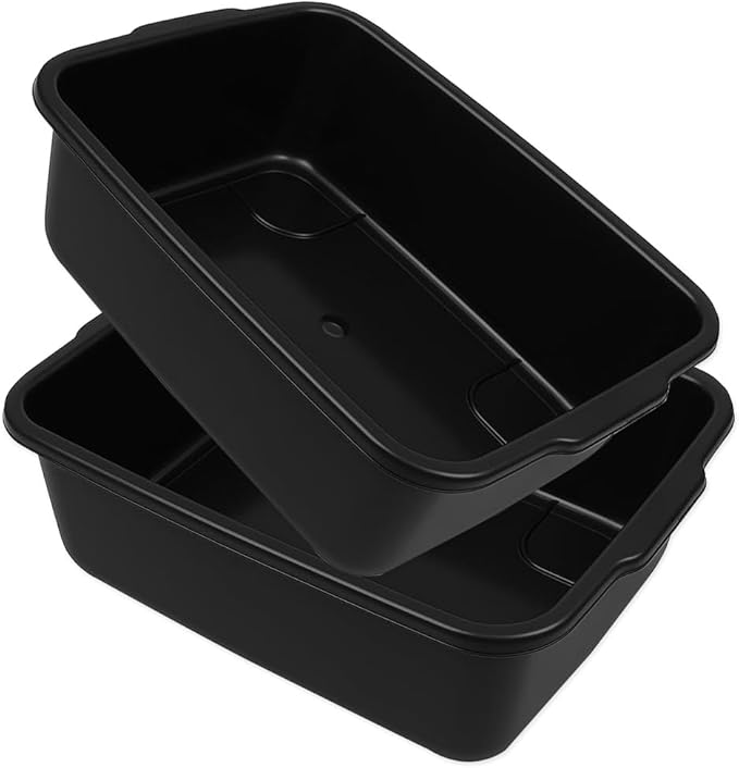 BH | 13L Washing up Bowl Basin - 2 Pcs | Rectangular | Black | Multi-Purpose Bath Tub/Washing Sink for Kitchen, Bathroom, and Household Use - (Pack of 2) - By BEST HOUSE