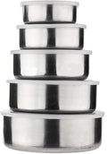 True Face Bowl Set 5 Pcs Stainless Steel Food Storage Bowls with 5 Lids Set Cover Nesting Bowls with Lids