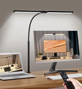 Desk Lamp with Clamp, Double Head Desk Light with Remote Control, 5 Lighting Modes & 10 Brightness Levels Clip-On Desk Lamp with Power Adapter, Eye-Caring Table Lamp, LED Monitor Light, Black[Energy Class F]