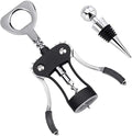 Foho Corkscrew Wine Bottle Opener with Bottle Stopper, Waiters Multifunctional Metal Wing Corkscrew for Wine Beer Cap Bottles Opener Remover