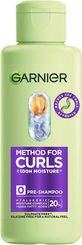 Garnier Method For Curls Moisture Pre-Shampoo, up to 7 days of moisture & curl definition. Designed, tested & approved on all curl types, incl. Type 4 curls & coils. Silicone free, Vegan Formula,150ml