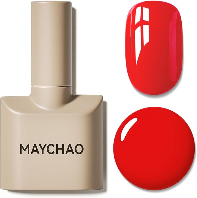 MAYCHAO 15ML Gel Nail Polish, Red Gel Nail Polish, Soak Off UV LED Nail Varnish Nail Art Starter Manicure Salon DIY at Home, 0.5 OZ