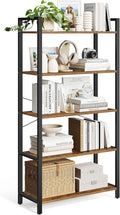 VASAGLE 5-Tier Bookshelf, Bookcase, Shelving Unit, for Office, Study, Living Room, Bedroom, 30 x 80 x 153 cm, Industrial, Rustic Brown and Ink Black LLS081B01