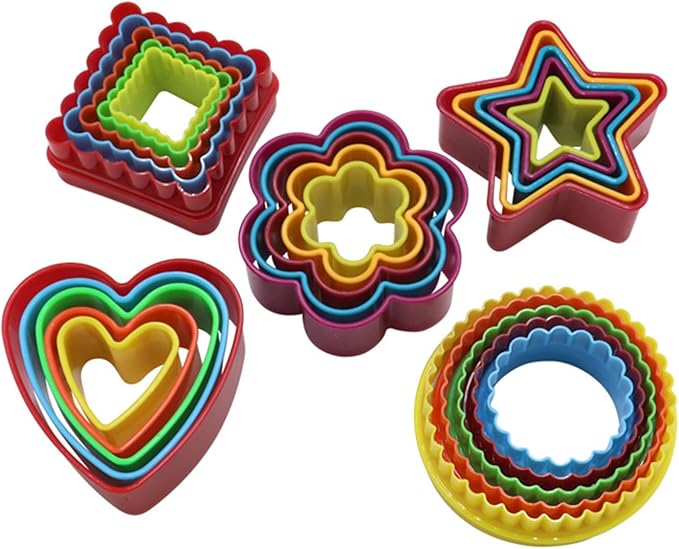 Cookie Cutters Shapes, Pack of 25 Mini Cookie Cutter Set, Circle, Love, Star, Square, and Flower Biscuit Cutter Set, for Fun Time with Kids, for Kitchen Baking and Playdough Cutters