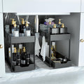 DEKAVA Under Sink Storage 2 Pack, 2 Tier Sliding Organiser, Multi-Purpose Shelf Organiser, Pull Out Cabinet Basket Drawer (Black)