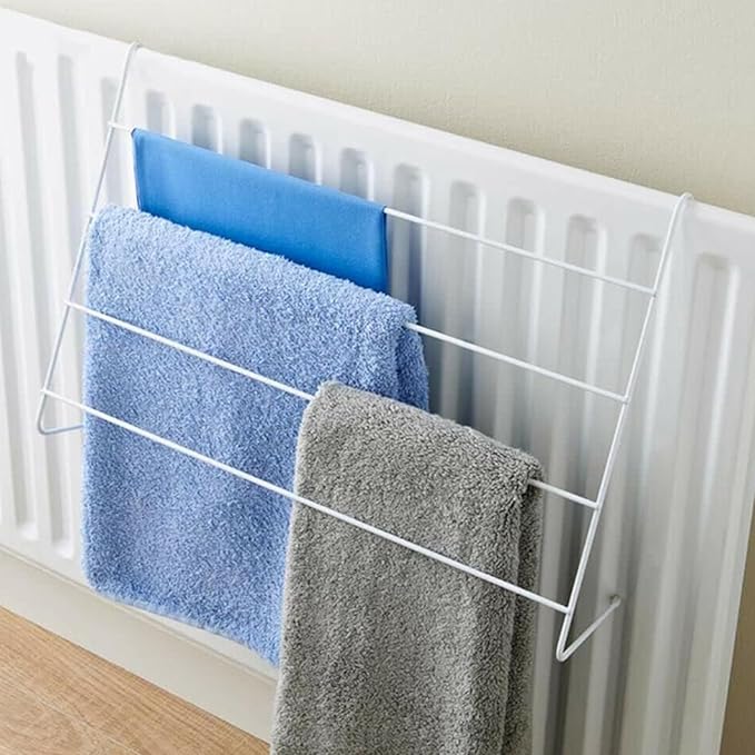 4-Tier Radiator Airer for Efficient Clothes Drying Metal Towel Holder Rack for Hanging Lightweight Towels and Laundry | Long-Lasting Durability | Space-Saving Clothes Airer Laundry Dryer Rail 1 Pack