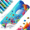 XIYUNTE Baby Bath Mats Non Slip Anti Mould - 100x40cm Extra Long Non Slip Bath Mat for Kids, Eco-Friendly Toddler Bath Mat with Suction Cups for Secure Grip, Easy to Clean & Easy Drying, Blue Shark
