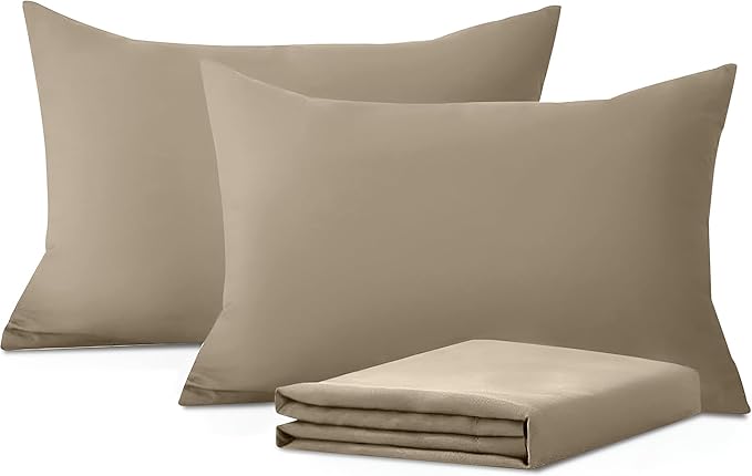 Moonlight Bedding Pillow Cases 2 Pack – Beige Pillowcases Envelope Closure Super Soft Brushed Microfiber Standard House Wife Pillow Covers, (50 X 75 CM)