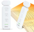 Gritin Book Light Rechargeable, Reading Light Lamp Clip on Books, Eye Caring 3 Colors, 5 Brightness & Stepless Dimming, Long Lasting up to 80hrs, Portable Mini Reading Lamp for Readers- White