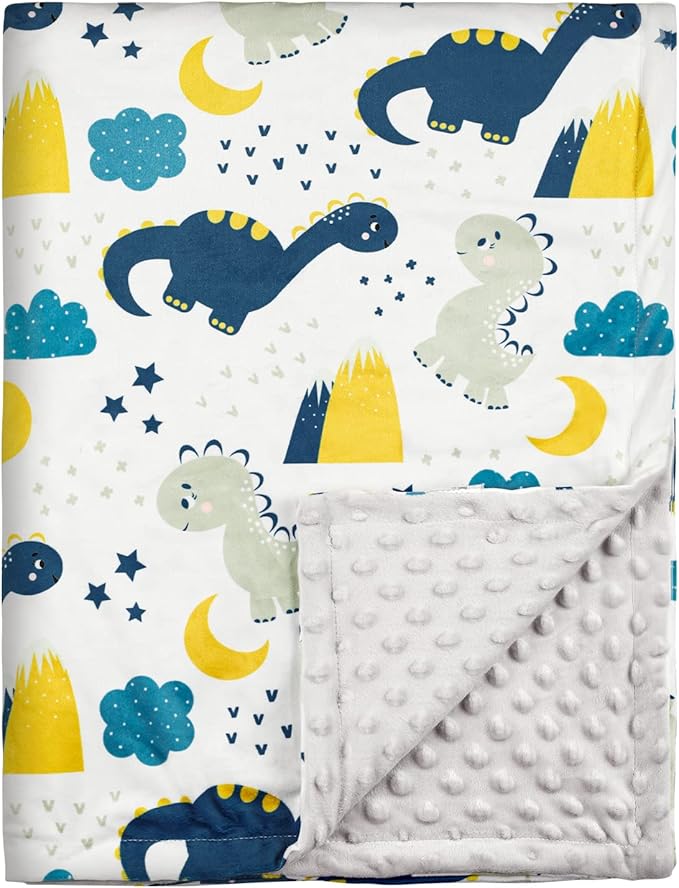 Soarwg Kids Baby Blanket Newborn Gifts, Soft Plush Blankets with Dotted Backing, Oeko-tex100, Essentials for Unisex, Toddlers, Boys Girls 75x100cm (Dinosaur)