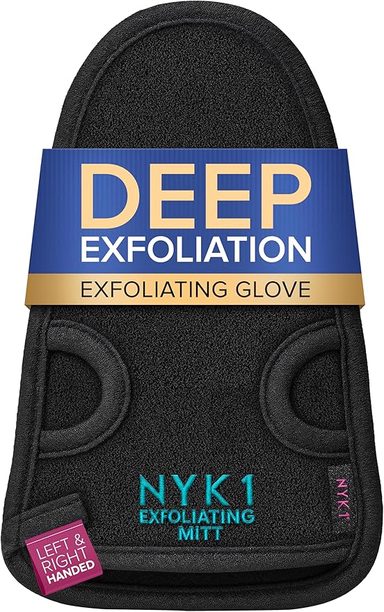 DEEP EXFOLIATION Body Exfoliator Mitt For Dead Skin Removal (1 Glove) NYK1 Exfolimitt Exfoliating Glove For Smooth, Healthy & Glowing Skin - Washable, Quick-Drying & Gentle On Skin