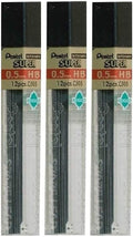 Pentel 0.5mm Size HB Shade Hardness Pencil Refill Replacement Spare Leads Hi Pollymer Super For Automatic & Mechanical Pencils (Pack Of 3 Tubes - 36 Pieces)