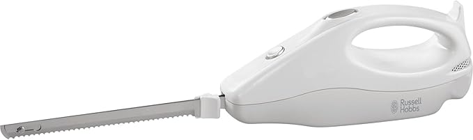 Russell Hobbs Food Collection Electric Carving Knife with dual serated 203mm stainless steel blades, Power & blade release button, Dishwasher safe blades, Easy wrap cord storage, 120W, 13892