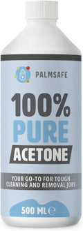 Palmsafe 500ML 100% Pure Acetone Super Strength Glue and Adhesive Remover Strips Paint, Varnish, Lacquer Degreases Tools and Equipment