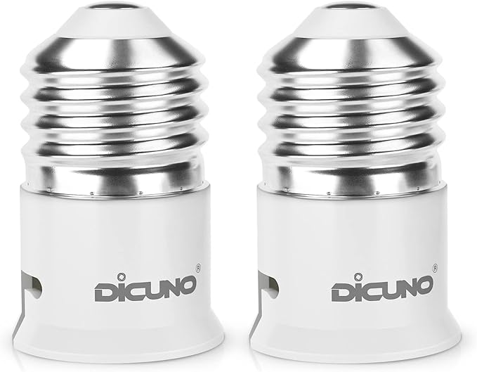 DiCUNO E27 to B22 Socket Converter, Screw to Bayonet Socket Adapter, ES to BC Lamp Base Adapter for LED Bulbs and Incandescent and CFL Bulbs (2 Packs)[Energy Class F]