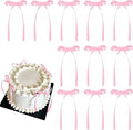 30 Pack Bow Cake Toppers Pink Bows for Cake Coquette Themed Bow Cupcake Toppers Pink Bow Birthday Decorations for Baby Shower Birthday Wedding Bachelorette Party Supplies