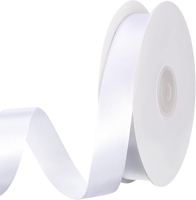 50 Meter White Ribbon, 20mm Satin Gift Ribbons White Ribbon for Gift Wrapping Valentine's Day Bows Crafting Decoration Wedding Party