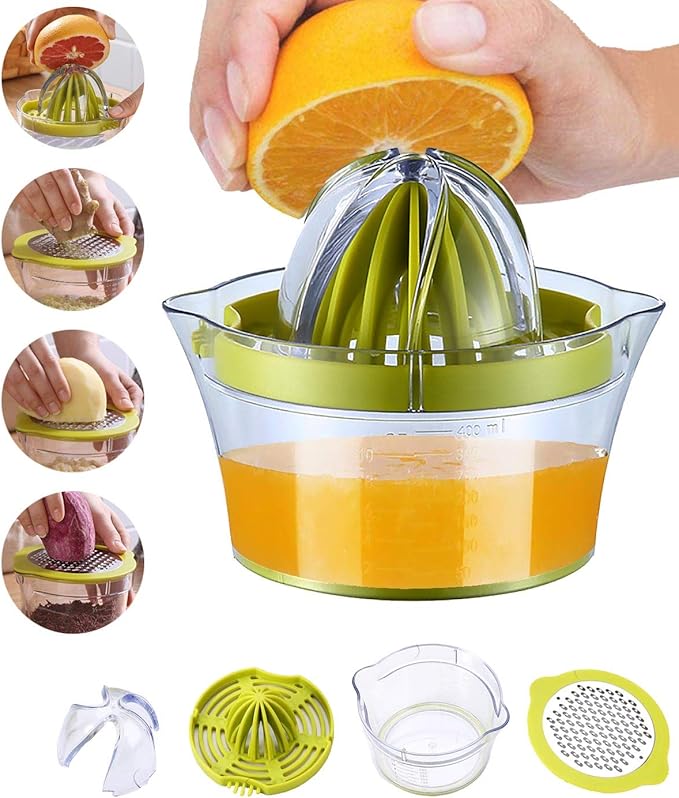 Snowpea Manual Juicer Lemon Squeezers Dishwasher Safe, Multifunctional Orange Citrus Lime Juicer, Hand Fruit Press with Measuring Container 400ml