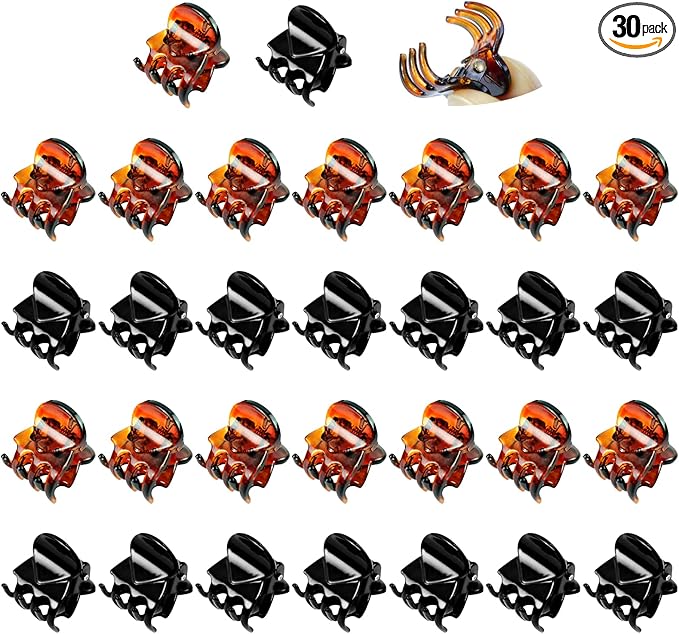 30PCS Mini Hair Clips, Small HairClips, Mini Claw Hair Clip, Small Hair Catch for women with Storage bags, Non-slip Hair Catch for Women Girl's Hair Black and Brown