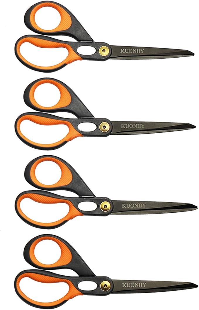 Scissors 8 Inch Ultra Sharp Titanium Coating Blades Soft Comfort-Grip Handles Multi-Purpose Scissors Set of 4