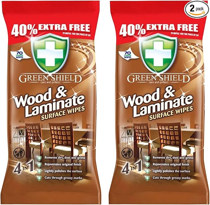 Green Shield 2 x Wood & Laminate 100 Wipes