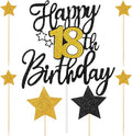 Happy 18th Birthday Cake Topper Black and Gold 18th Cake Topper Glitter Cheers to 18 Years Birthday Cake Pick 18th Birthday Celebrating Cake Decoration Happy 18th Birthday Party Cake Decorations