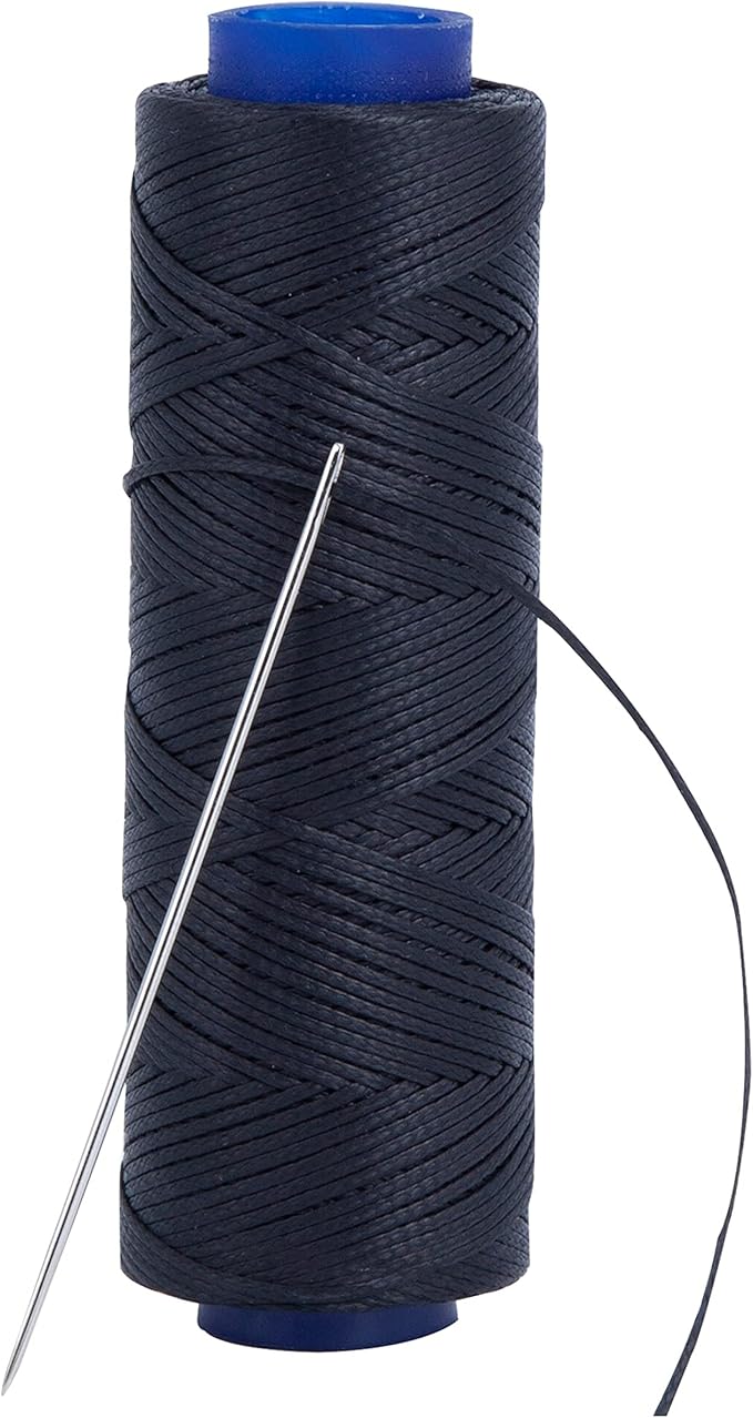 Waxed Thread, Strong Thread for Leather, Upholstery, Shoe, Bag, incl. NEEDLE (Colour: BLACK)