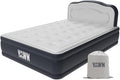 YAWN AIR Self-Inflating Airbed Double Size - Great Guest Bed, Camping Mattress - Built-in Pump & Headboard - Grey Fabric Material - Available in UK Single, Double & King