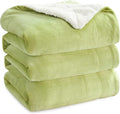 Bedsure Sherpa Fleece Throw Blanket - Thick and Warm, Fluffy Microfiber & Solid Soft Blankets for Bed and Couch Queen Size, Green, 220x240cm