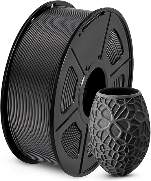 SUNLU PLA Filament 3D Printer Filament, Neatly Wound PLA Filament 1.75mm, Dimensional Accuracy +/- 0.02mm, 1KG Spool 2.2lbs. (Black)